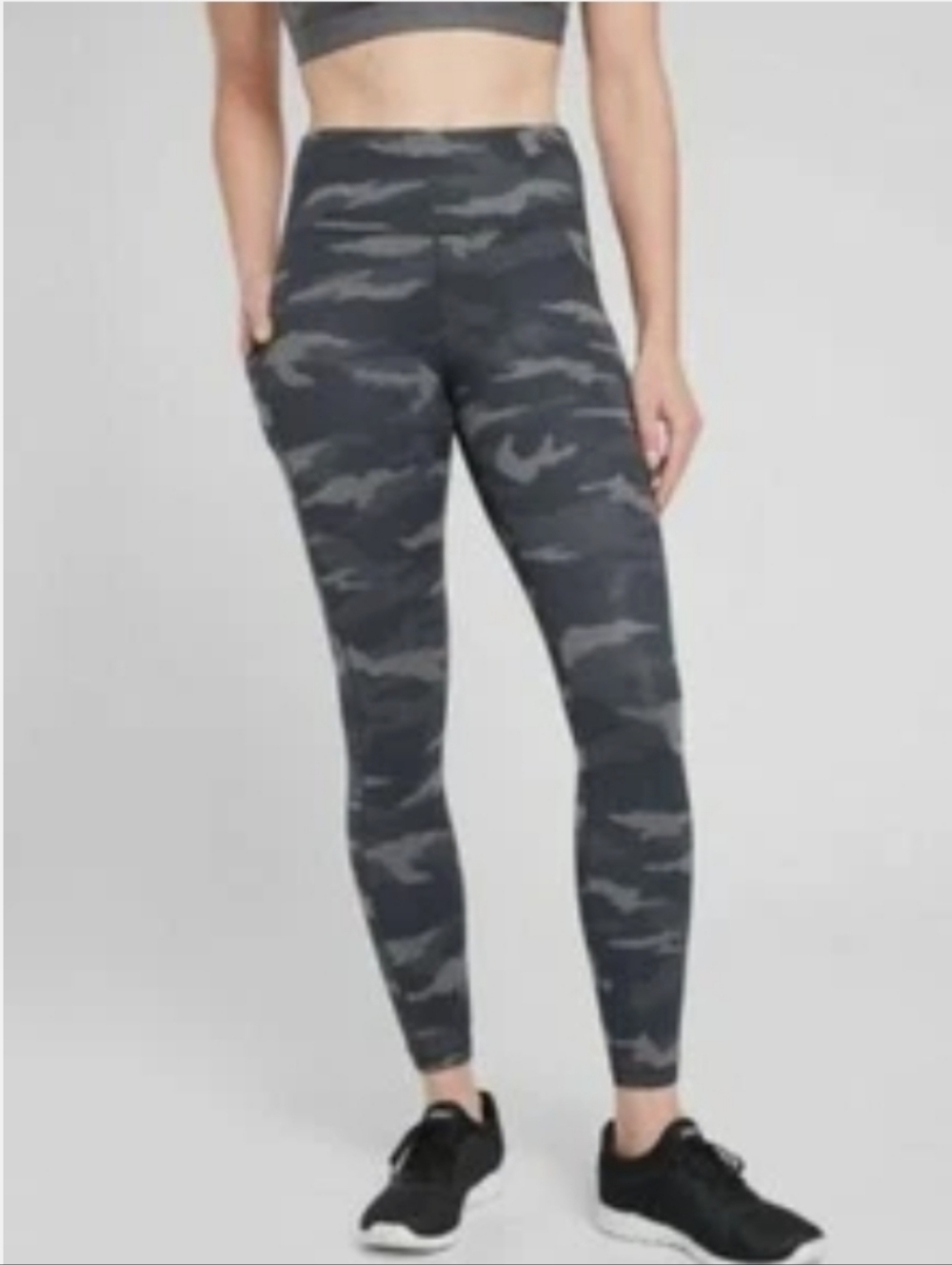 Athleta Stash Pocket 7/8 Leggings Gray & Black Camo Leggings Sz Small NWOT NEW